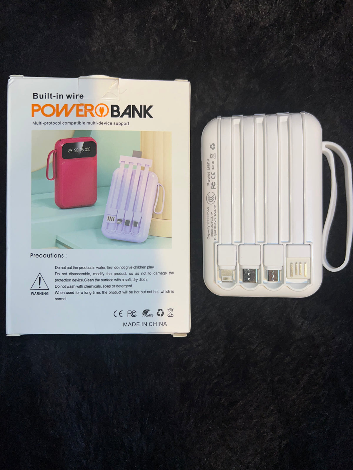 30W Fast Charging Power Bank with Built-in Cables —